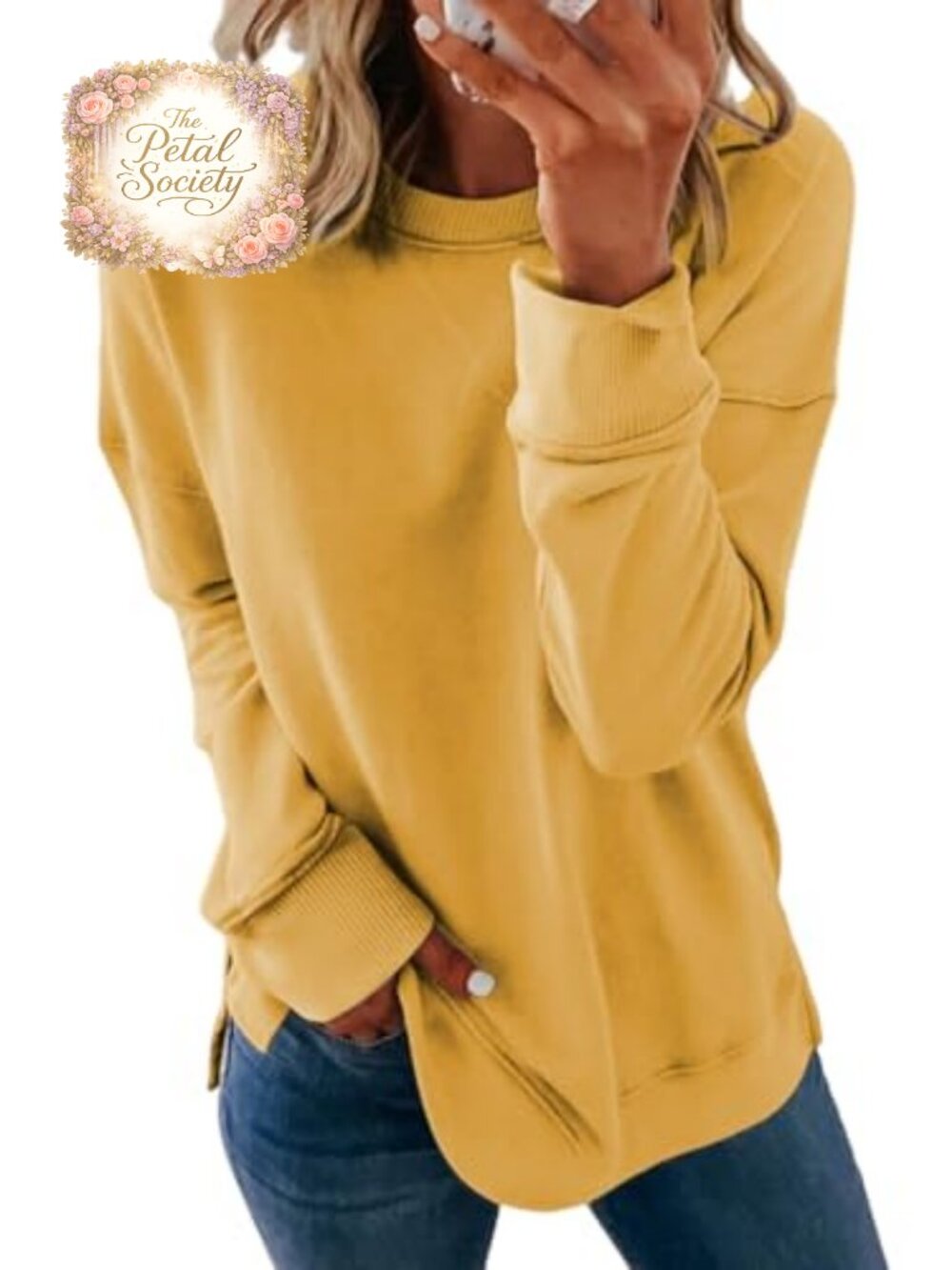 Women's Crew Neck Long Sleeve Sweatshirt Relaxed Fit Pullover Top